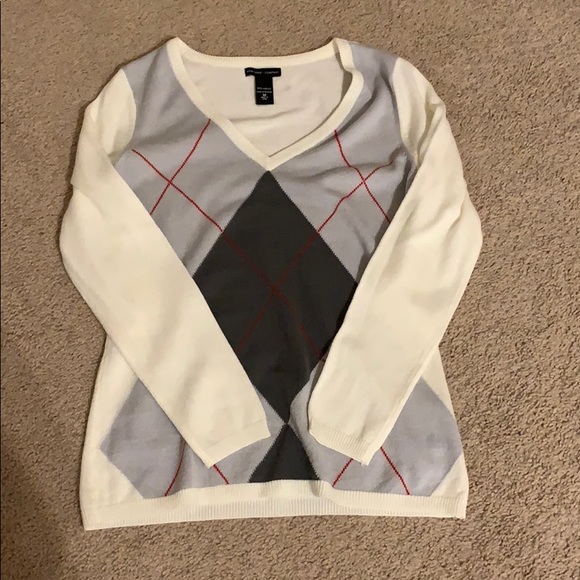 New York & Co. Cream and Gray Sweater Medium - Picture 2 of 5